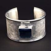Brushed Bracelet with Blue Stone