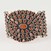 Coral Stone Bracelet Mexican Sterling Silver
