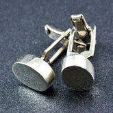 Oval Flat Silver Cufflinks