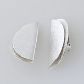 Brushed Half Moon Clip On Earring