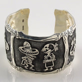 Plain & Oxidized Catrina Bracelet Mexican Sterling Silver