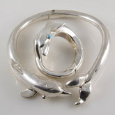 Dolphins Necklace & Bracelet Set Mexican Sterling Silver