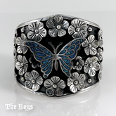 Blue Opal, Oxidized and Plain Bracelet Mexican Sterling Silver