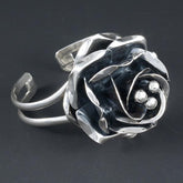 Flower Rose Plain Bracelet Mexican Sterling Silver