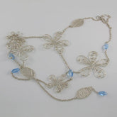 Silver Flowers with Blue Stones