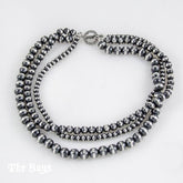 Oxidized Beads Necklace Mexican Sterling Silver