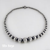Oxidized Beads Short Necklace Mexican Sterling Silver