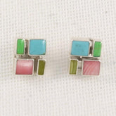 Square Multi Stone Earrings