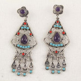 Turquoise & Coral Stones Earrings