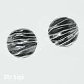 Crinkle Circle Oxidized Earrings Mexican Sterling Silver