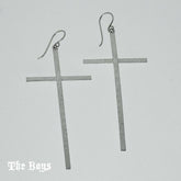 Cross Plain Earrings Mexican Sterling Silver
