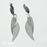 Leaves Plain Earrings Mexican Sterling Silver