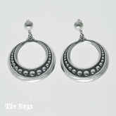 Pressed Bead Plain Earrings Mexican Sterling Silver