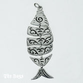 Fish Decorated Plain Pendant Mexican Sterling Silver