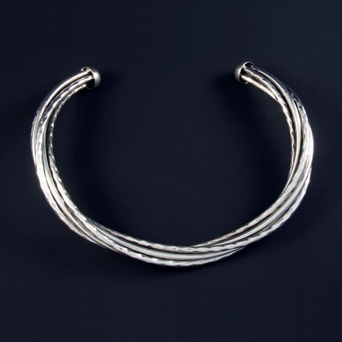 Hammered Silver Wires Necklace