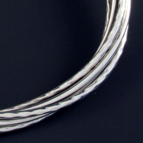 Hammered Silver Wires Necklace
