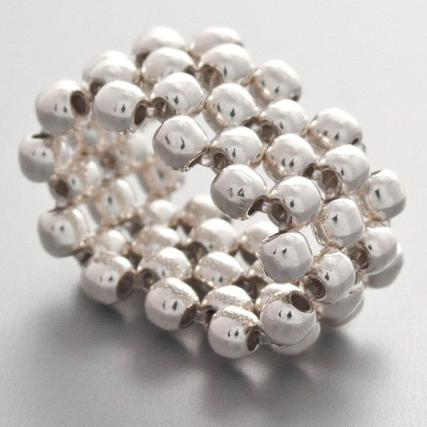 Beads Flexible Ring Mexican Sterling Silver