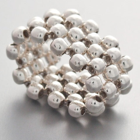Beads Flexible Ring Mexican Sterling Silver