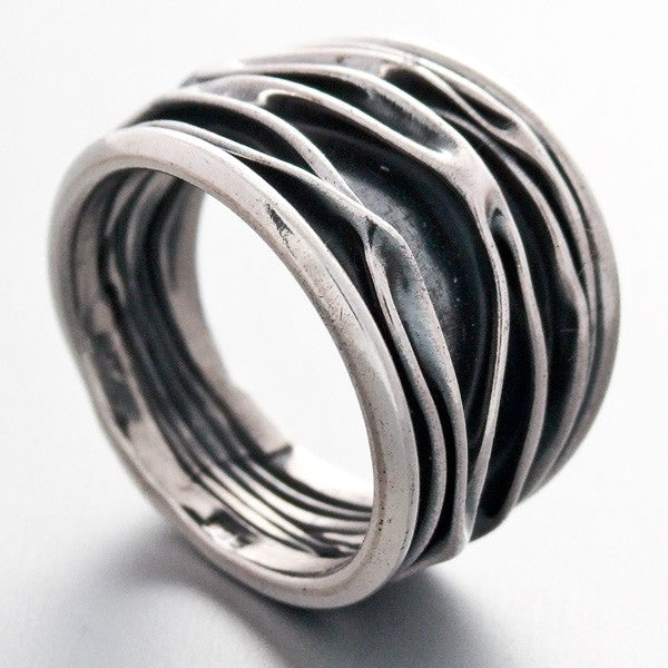 Crinkle Oxidized Ring Mexican Sterling Silver