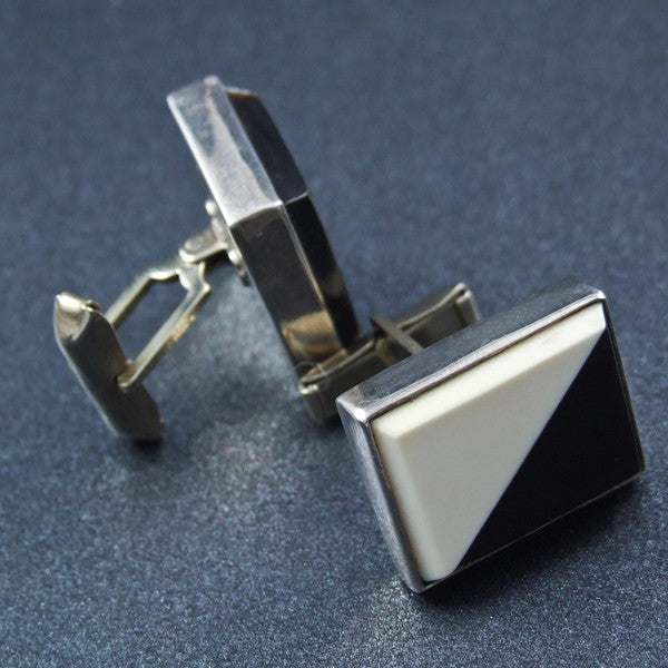 Mother Pearl, Onix and Silver Cufflinks