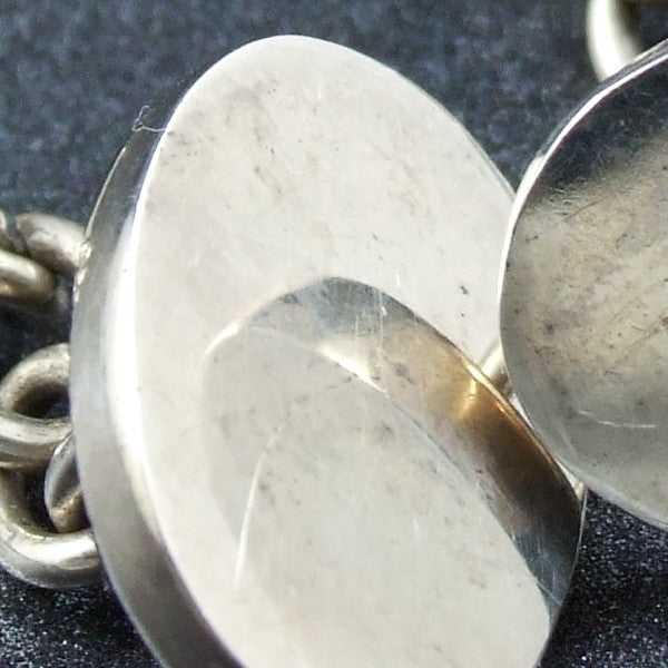 Oval Plain Silver Cufflinks
