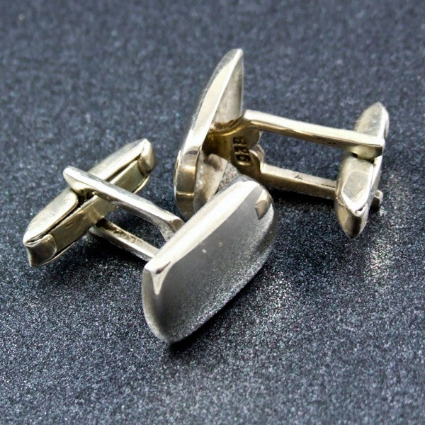 Rectangular Rounded Silver Cufflinks