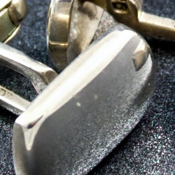 Rectangular Rounded Silver Cufflinks