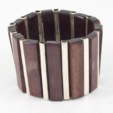 Mahogany & Silver Bars Bracelet