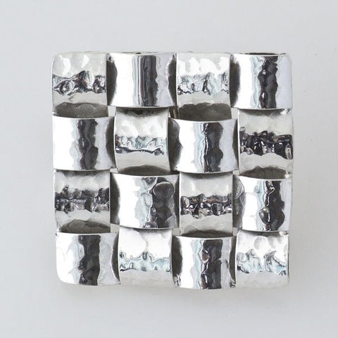 Square Hammered Clip On Earring