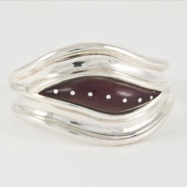 Silver & Mahogany Plain Bracelet