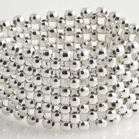 Beads Flexible Large Bracelet Mexican Sterling Silver