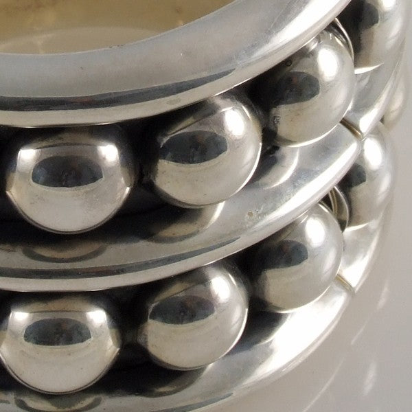 Pressed Bead Plain Bracelet Mexican Sterling Silver