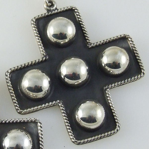 Oxidized Silver Cross Post Earrings
