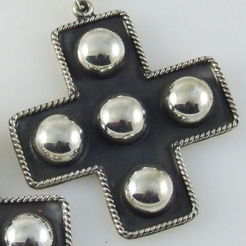Oxidized Silver Cross Post Earrings