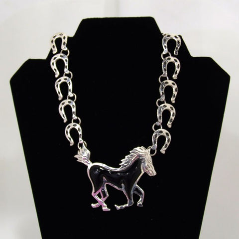 Silver Horse Set with Onyx