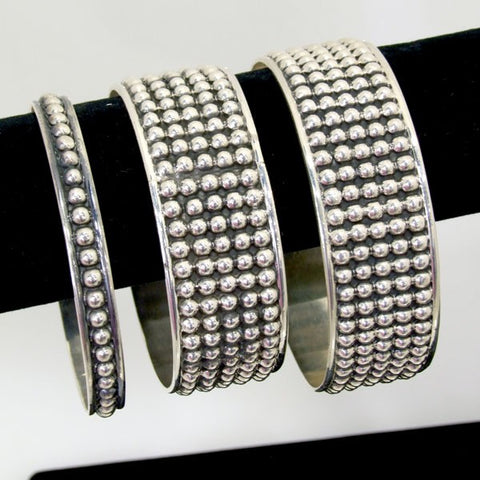 Silver Cuffs Oxidized Balls Bangles
