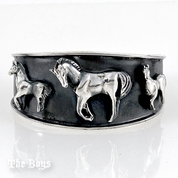Horses - Oxidized and Plain Bracelet Mexican Sterling Silver