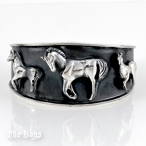 Horses - Oxidized and Plain Bracelet Mexican Sterling Silver