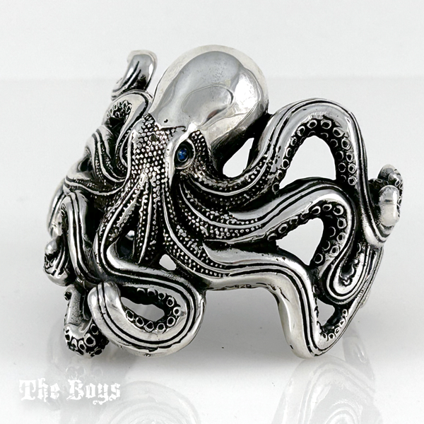 Octopus - Oxidized and Plain Bracelet Mexican Sterling Silver