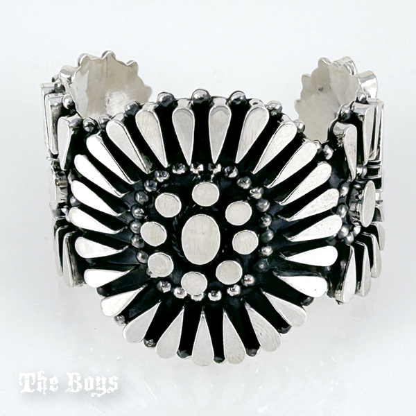 Flower Oxidized and Plain Bracelet Mexican Sterling Silver