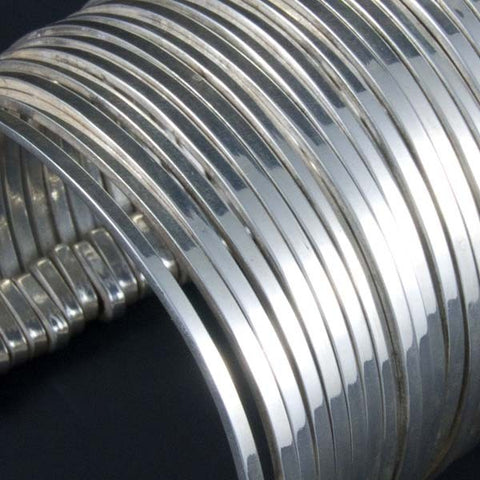 Multiple Rings Long Plain Bracelet Mexican Sterling Silver