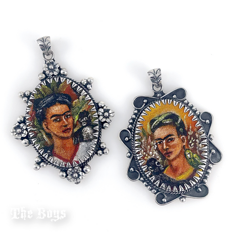Plain & Oxidized Frida Pendant Mexican Sterling Silver