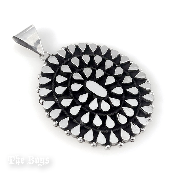Plain & Oxidized Flower Pendant Mexican Sterling Silver
