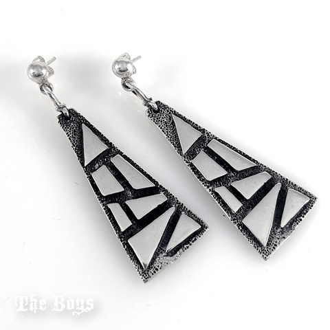 Plain Triangular Oxidized Earrings Mexican Sterling Silver