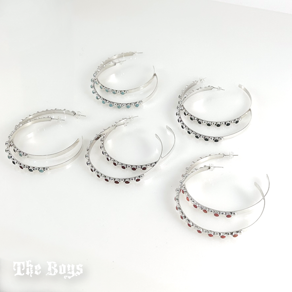 Plain Multi Stones Earrings Mexican Sterling Silver