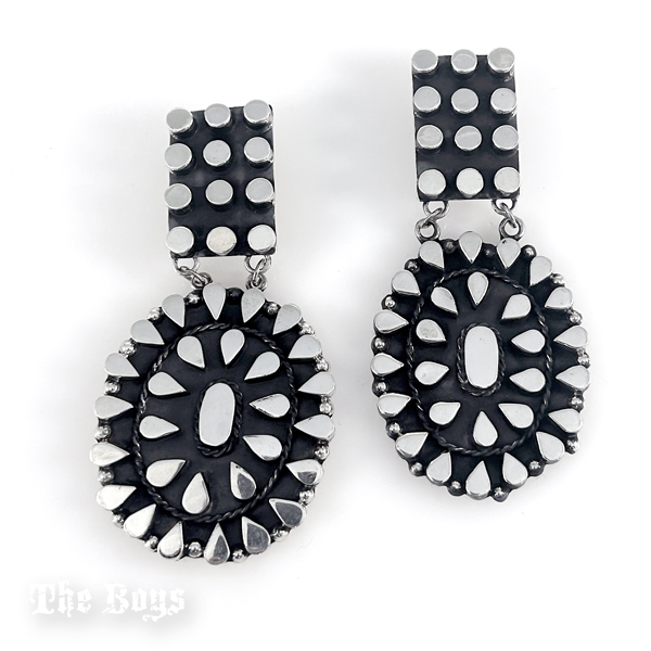 Plain Flower Oxidized Earrings Mexican Sterling Silver