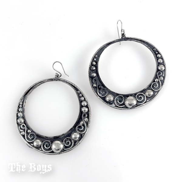 Plain Circular Oxidized Earrings Mexican Sterling Silver