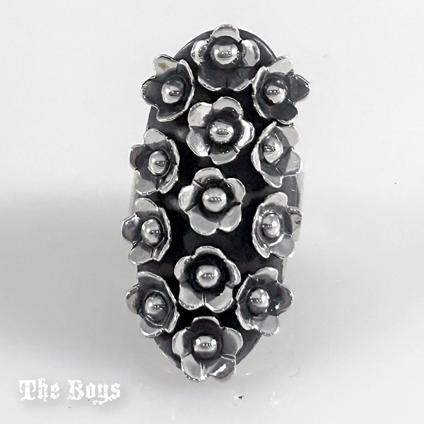 Oxidized Flowers Ring Mexican Sterling Silver