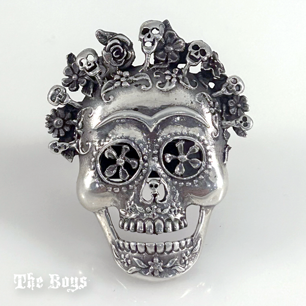 Plain & Oxidized Catrina Ring Mexican Sterling Silver