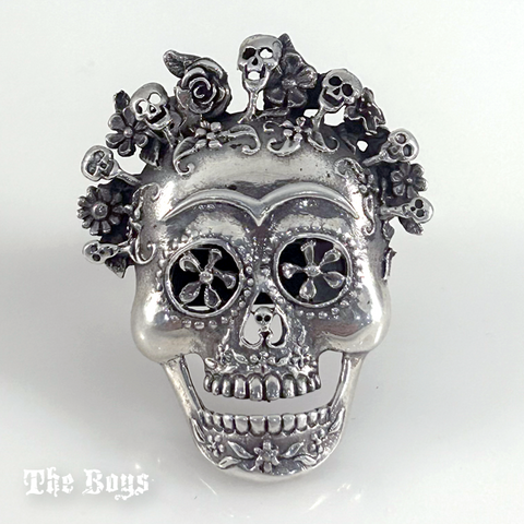 Plain & Oxidized Catrina Ring Mexican Sterling Silver
